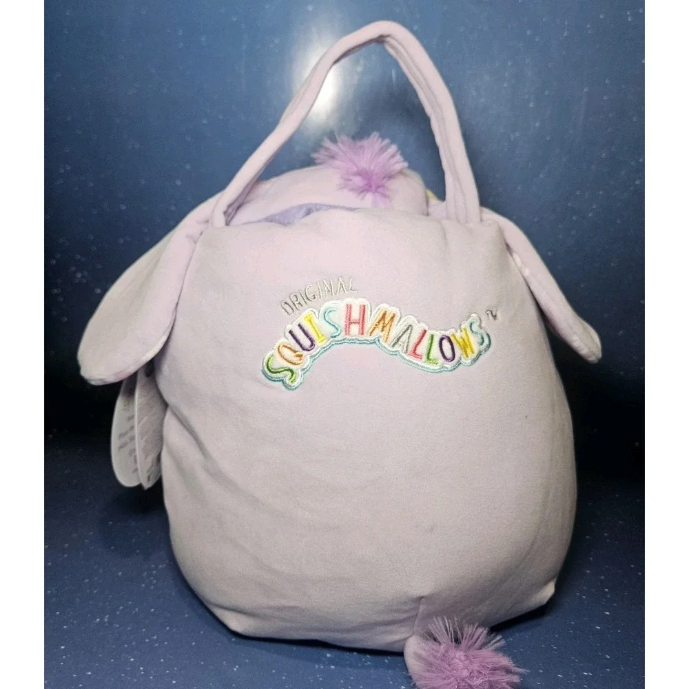 Squishmallows Delzi The Donkey Easter Basket Plush Collectible, Purple / Floral